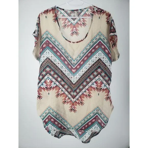Live 4 Truth Southwest Native Art Geometric Shirt Blouse Top Size Medium Boho - Picture 1 of 7